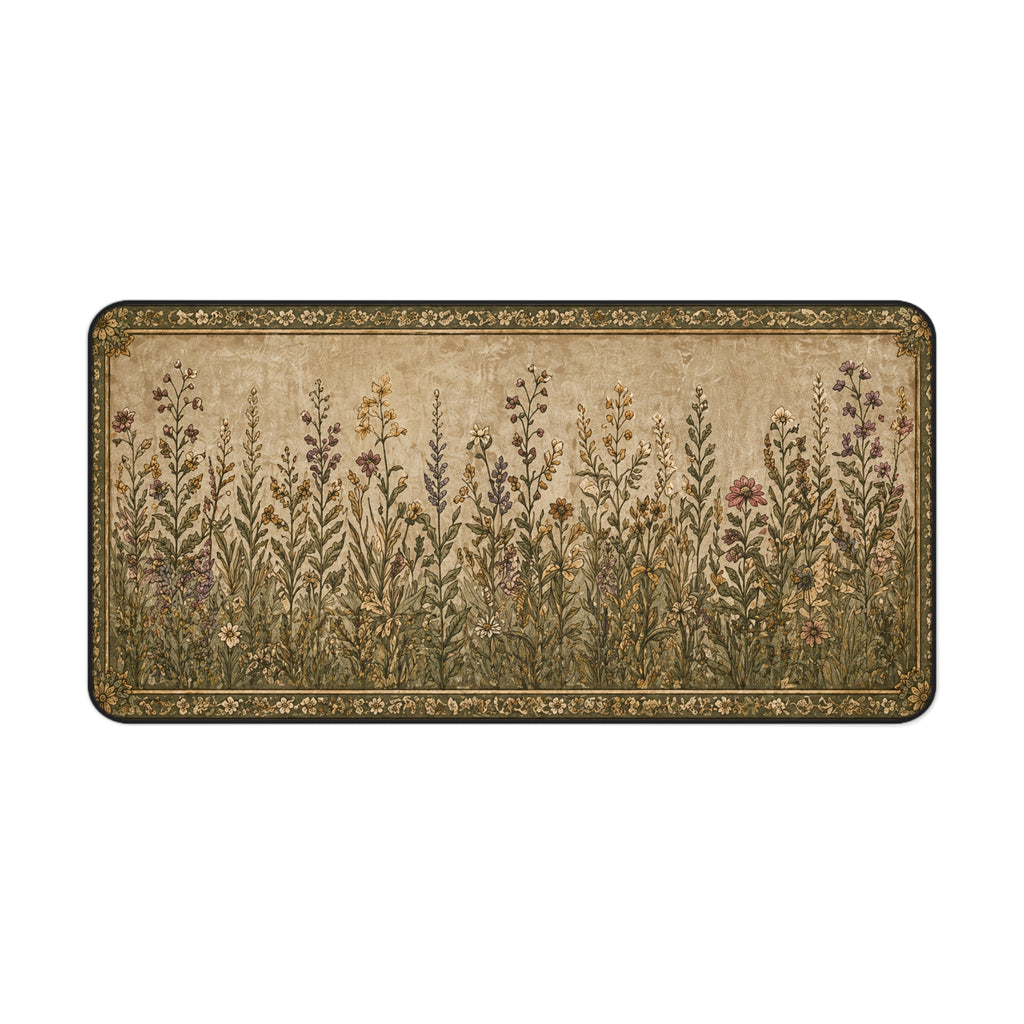 Vintage Wildflower Desk Mat — Botanical Mouse Pad Desk Protector