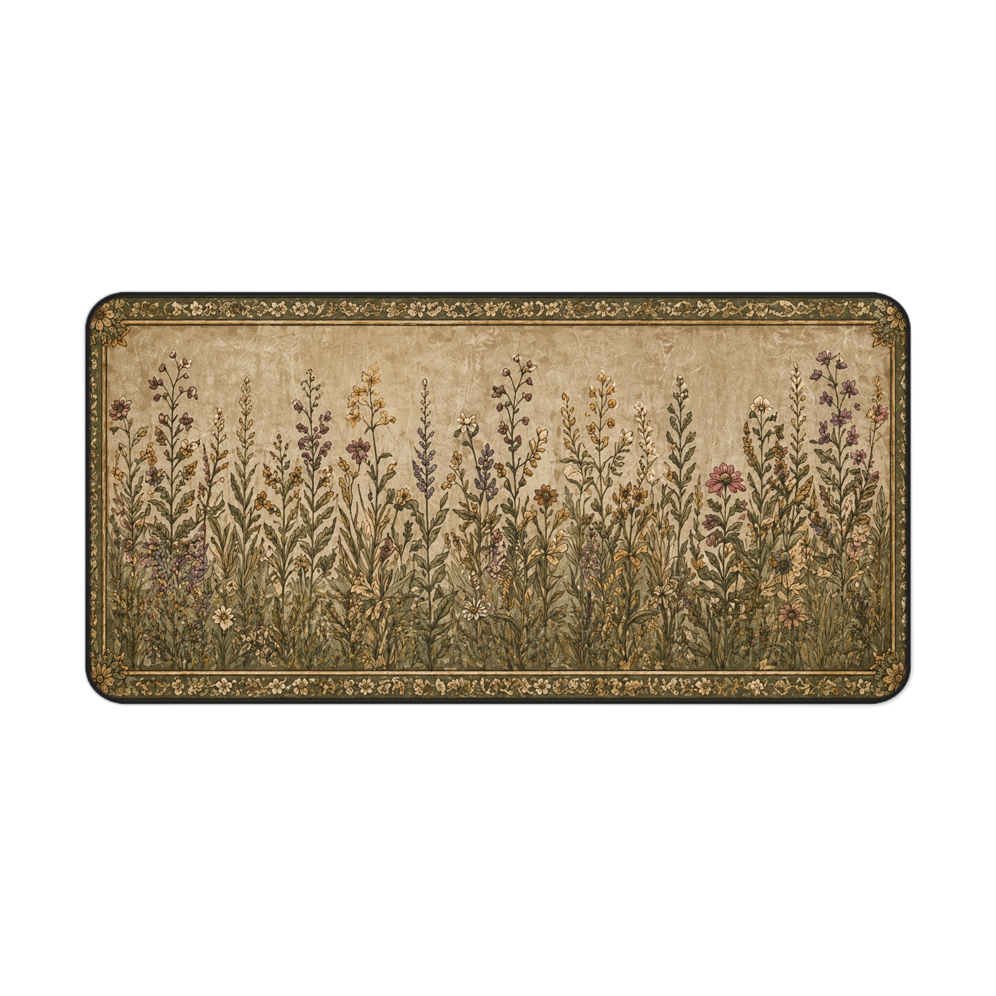 Vintage Wildflower Desk Mat — Botanical Mouse Pad Desk Protector