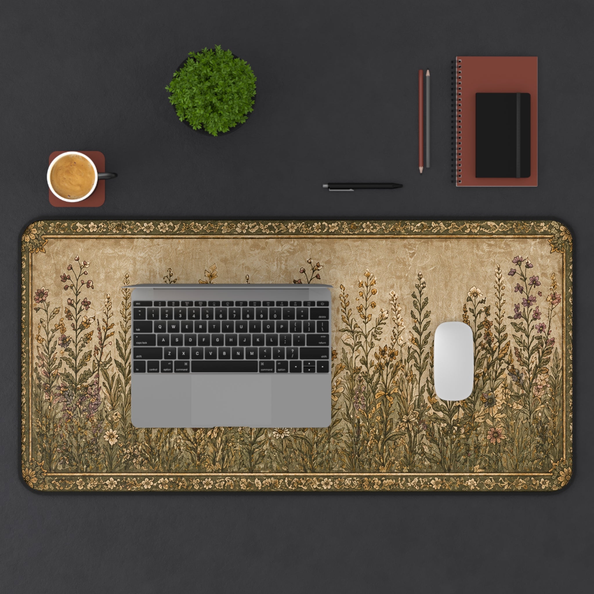 Vintage Wildflower Desk Mat — Botanical Mouse Pad Desk Protector
