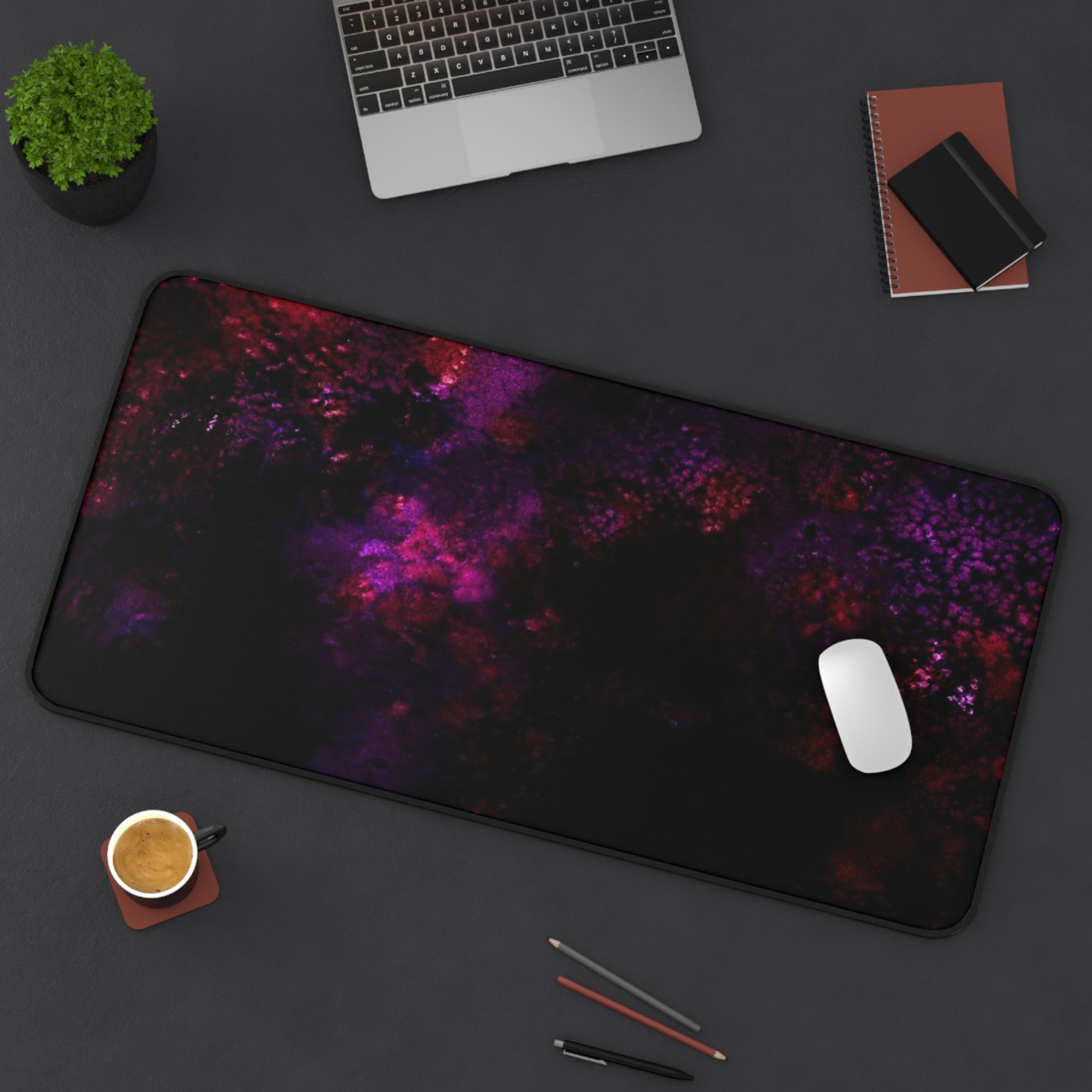 Nebula Night Desk Mat – Dark Purple Galaxy Mouse Pad for Gaming & Office